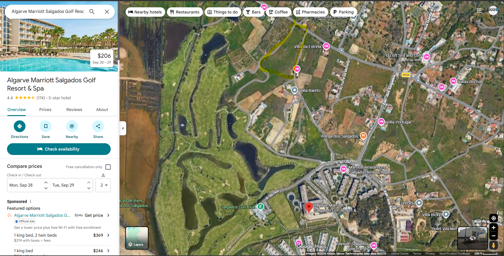 Nearby Marriott and golf context